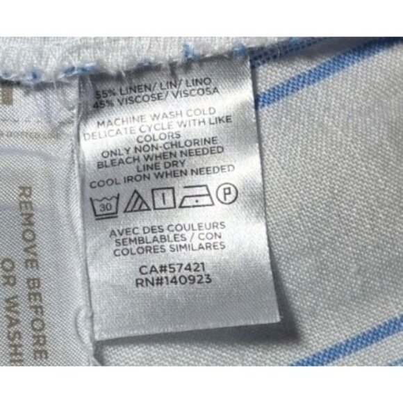 ANN TAYLOR LOFT XL Blue White Stripe Midi Skirt Linen Blend Lagenlook - Picture 6 of 7